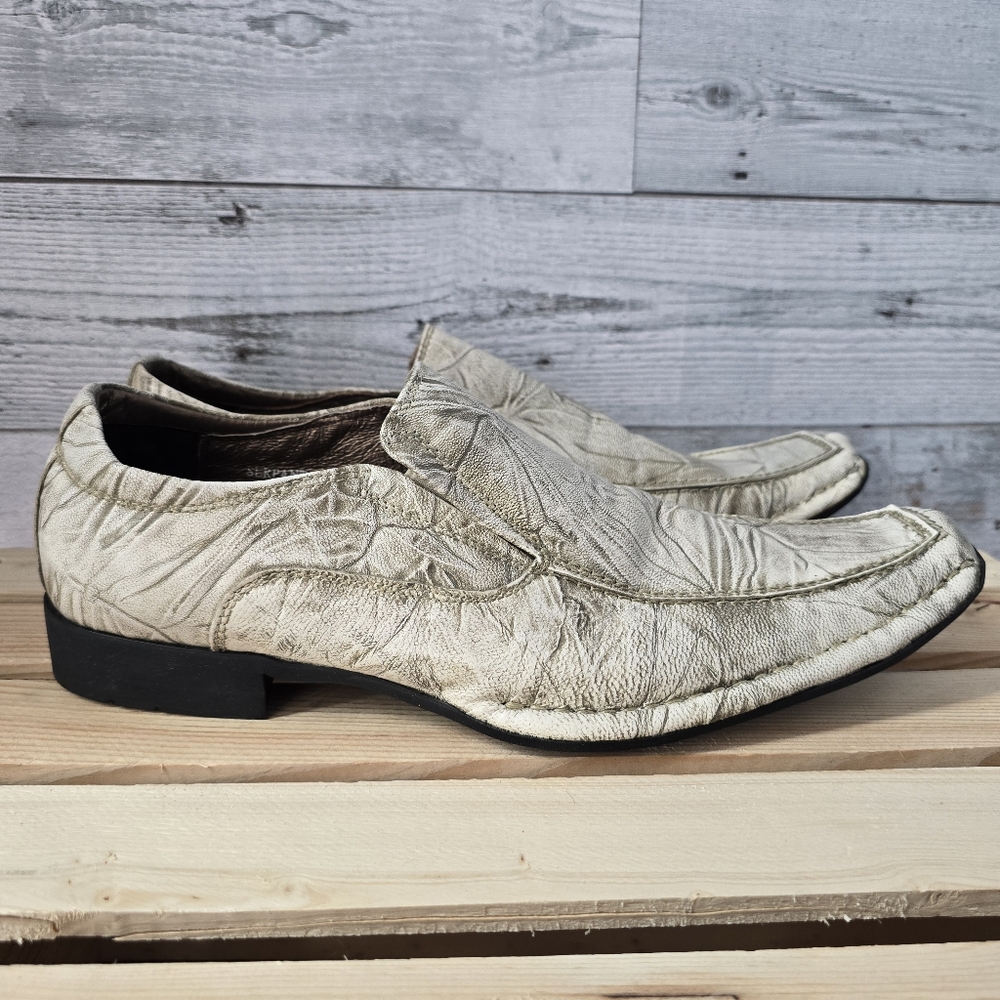 Steve Madden Serpant Leather Square Toe Slip On Shoes Mens Size 10
